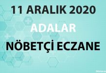 Adalar Nöbetçi Eczane 11 Aralık 2020 Cuma