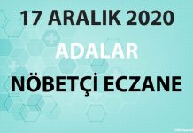 Adalar Nöbetçi Eczane 17 Aralık 2020 Perşembe