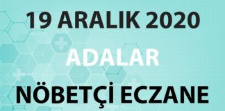 Adalar Nöbetçi Eczane 19 Aralık 2020 Cumartesi