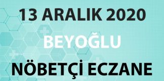 Beyoğlu Nöbetçi Eczane 13 Aralık 2020 Pazar