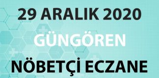 Güngören Nöbetçi Eczane 29 Aralık 2020 Salı