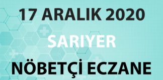 Sarıyer Nöbetçi Eczane 17 Aralık 2020 Perşembe