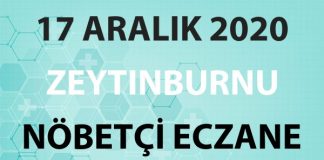 Zeytinburnu Nöbetçi Eczane 17 Aralık 2020 Perşembe