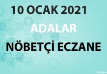 Adalar Nöbetçi Eczane 10 Ocak 2021 Pazar