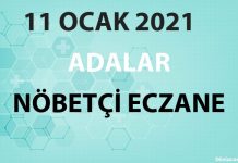Adalar Nöbetçi Eczane 11 Ocak 2021 Pazartesi
