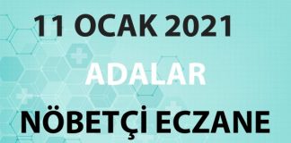 Adalar Nöbetçi Eczane 11 Ocak 2021 Pazartesi