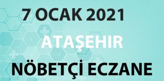 Ataşehir Nöbetçi Eczane 7 Ocak 2021 Perşembe