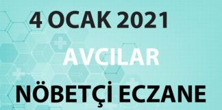Avcılar Nöbetçi Eczane 4 Ocak 2021 Pazartesi