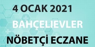 Bahçelievler Nöbetçi Eczane 4 Ocak 2021 Pazartesi