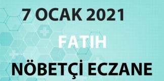 Fatih Nöbetçi Eczane 7 Ocak 2021 Perşembe