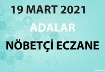 Adalar Nöbetçi Eczane 19 Mart 2021 Cuma