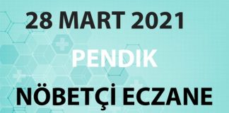 Pendik Nöbetçi Eczane 28 Mart 2021 Pazar
