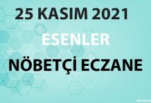 Esenler Nöbetçi Eczane 25 Kasım 2021 Perşembe