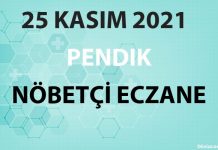 Pendik Nöbetçi Eczane 25 Kasım 2021 Perşembe