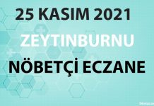 Zeytinburnu Nöbetçi Eczane 25 Kasım 2021 Perşembe